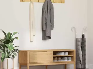 Opbevaringsbænk FLORO i massivt fyrretræ - voks brun, 115 × 40 × 45 cm