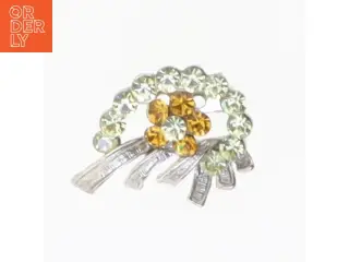 Vintage broche med rhinsten (str. 3 cm)