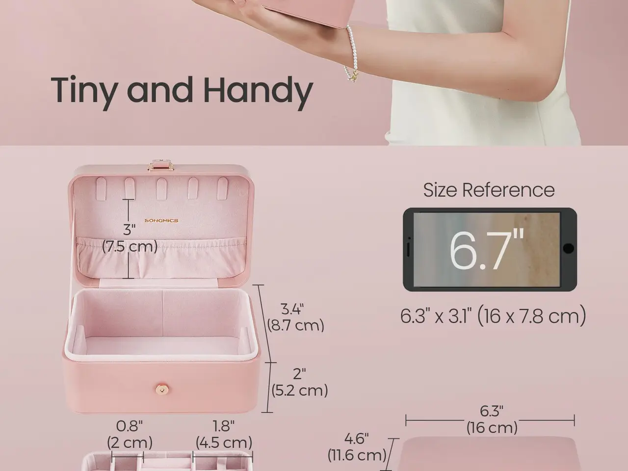 Billede 3 - Rejsesmykkeskrin i 2 lag - Jelly Pink
