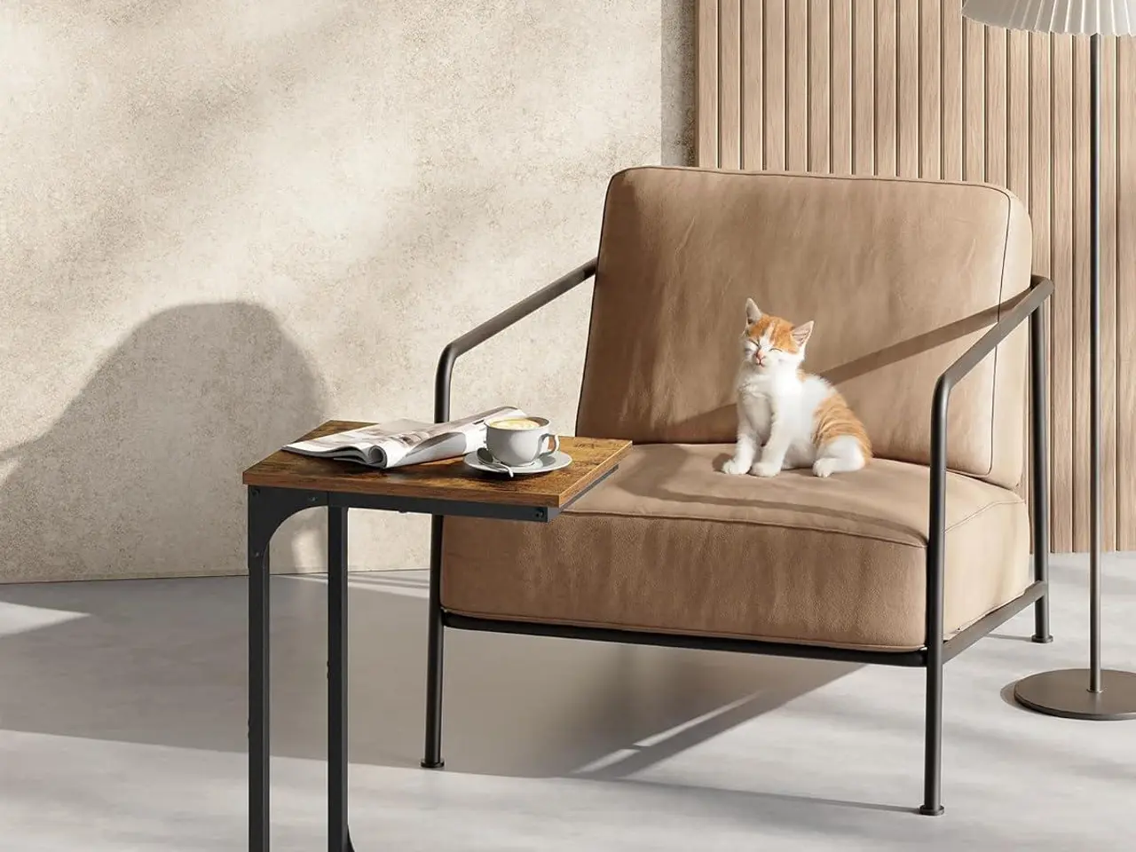 Billede 2 - Sofabord C-form lille sidebord til sofa og seng, rustik brun/sort