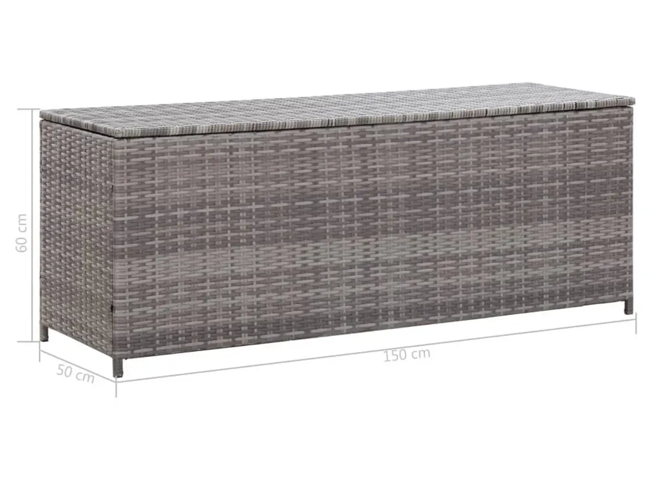 Billede 6 - Opbevaringskasse til haven i polyrattan - 150 × 50 × 60 cm, grå