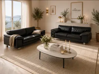 Eksklusiv Skalma 2,5+2,5 Pers.Sofa i sort okselæde