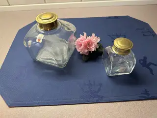 Holmegaard købmandsglas med messinglåg