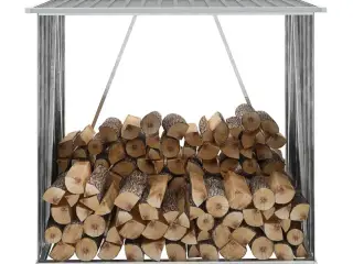 Brændeskur til haven galvaniseret stål 163 x 83 x 154 cm grå