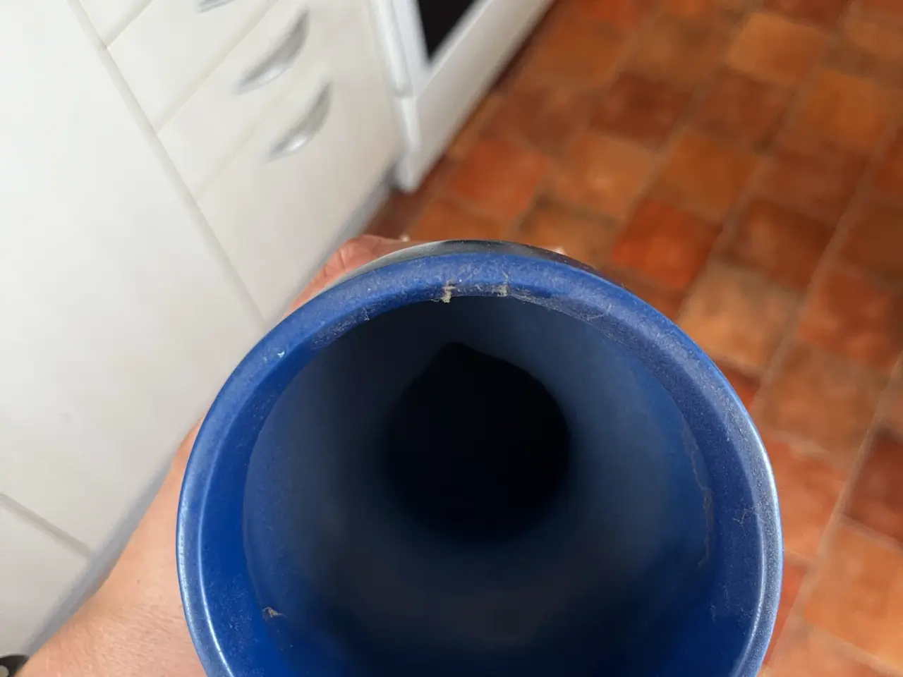 Billede 2 - Retro ansigtsvase i blå keramik