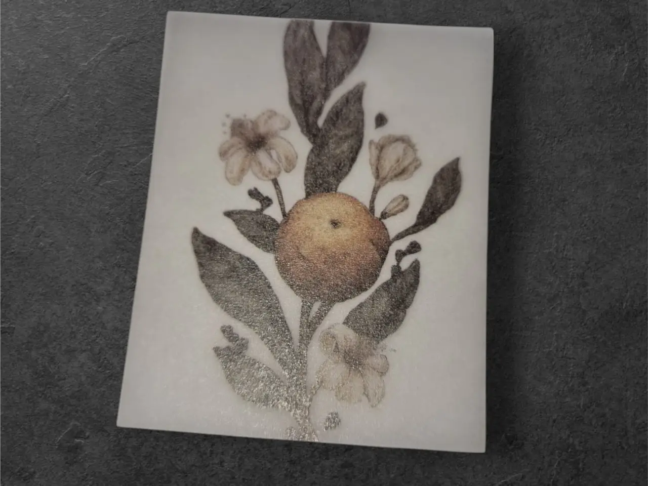 Billede 1 - Eksklusive papirark med gylden-orange botanisk ill