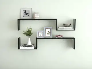 Væghængte kubehylder 2 stk. 100x15x20 cm konstrueret træ sort