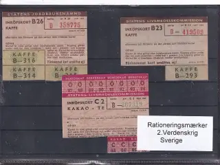 Rationeringsmærker - 2. Verdenskrig - Sverige