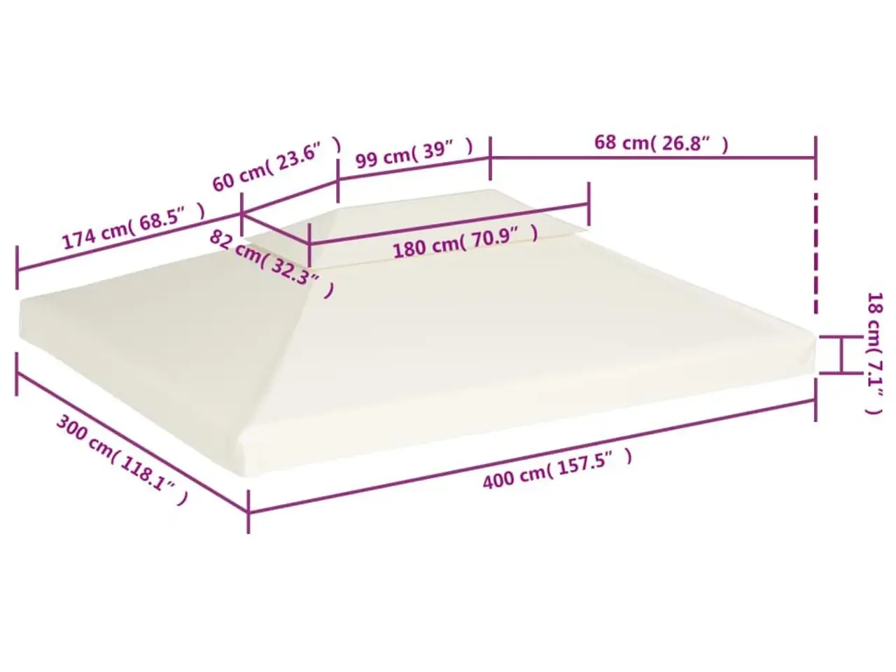Billede 6 - Pavillontag 3 x 4 m 310 g/m² - cremehvid