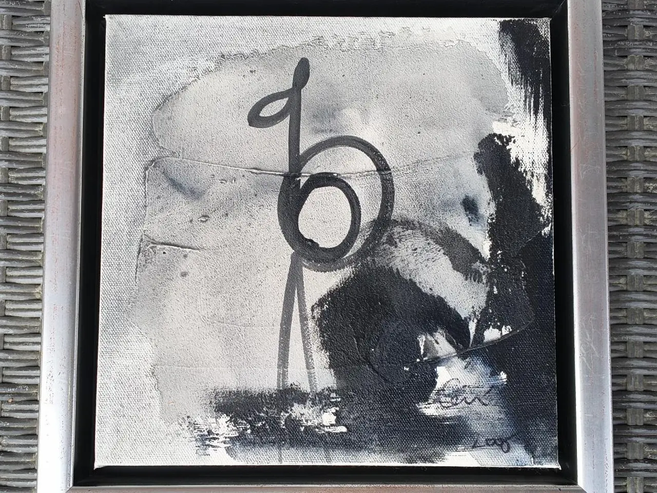 Billede 2 - 3 FLOTTE MALERIER I SØLV SVÆVERAMMER, 24X24 CM