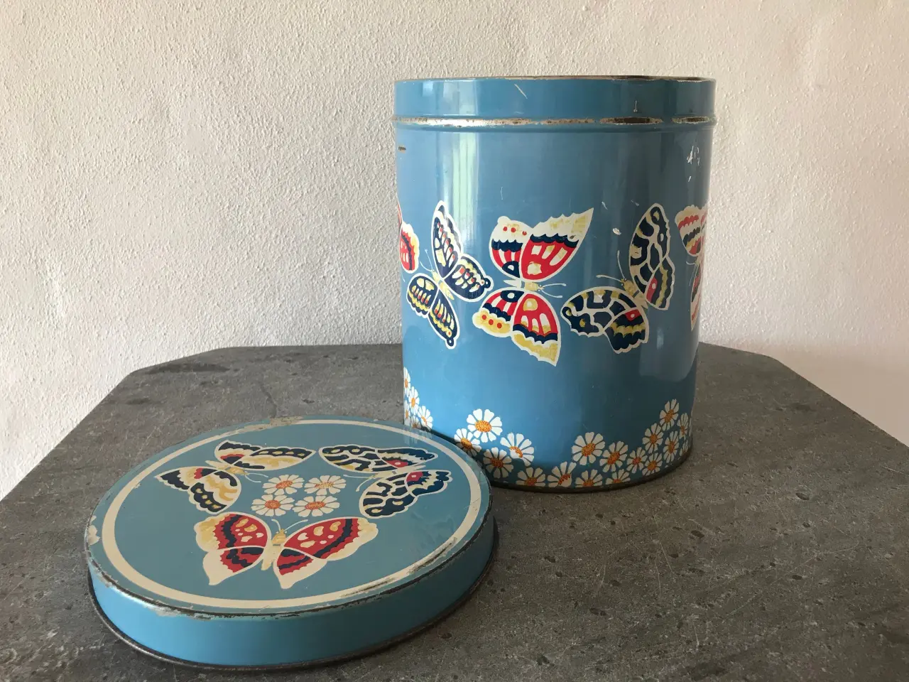 Billede 7 - Stor dekorativ dåse m. sommerfugle (retro)