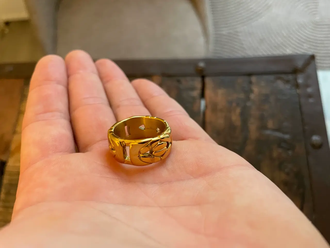 Billede 1 - 10mm 14kt goldfilled kongekæde ring