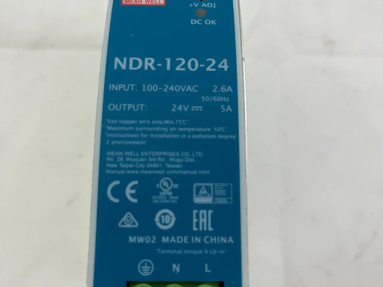 Billede 2 - Mean Well NDR-120-24 DIN Rail strømforsyning 24V