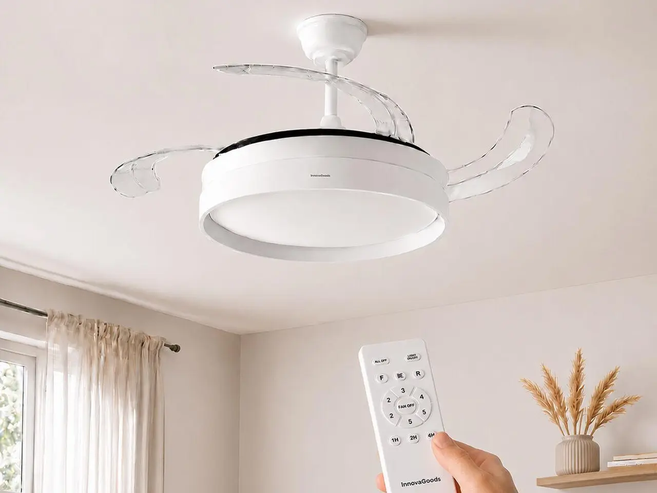 Billede 3 - Loftventilator med lys - hvid/transparent (OUTLET B)