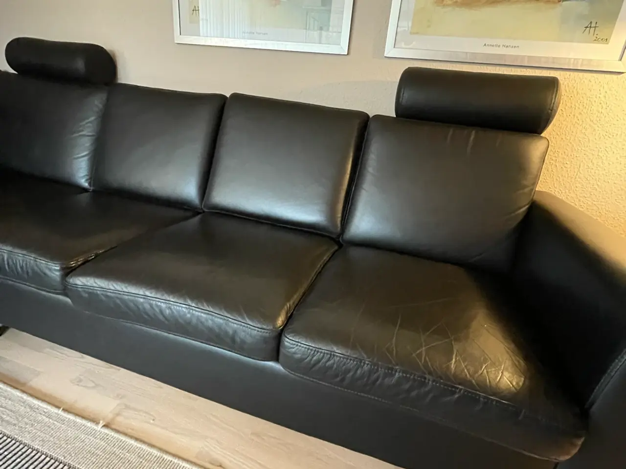 Billede 1 - Hjørnesofa sort læder