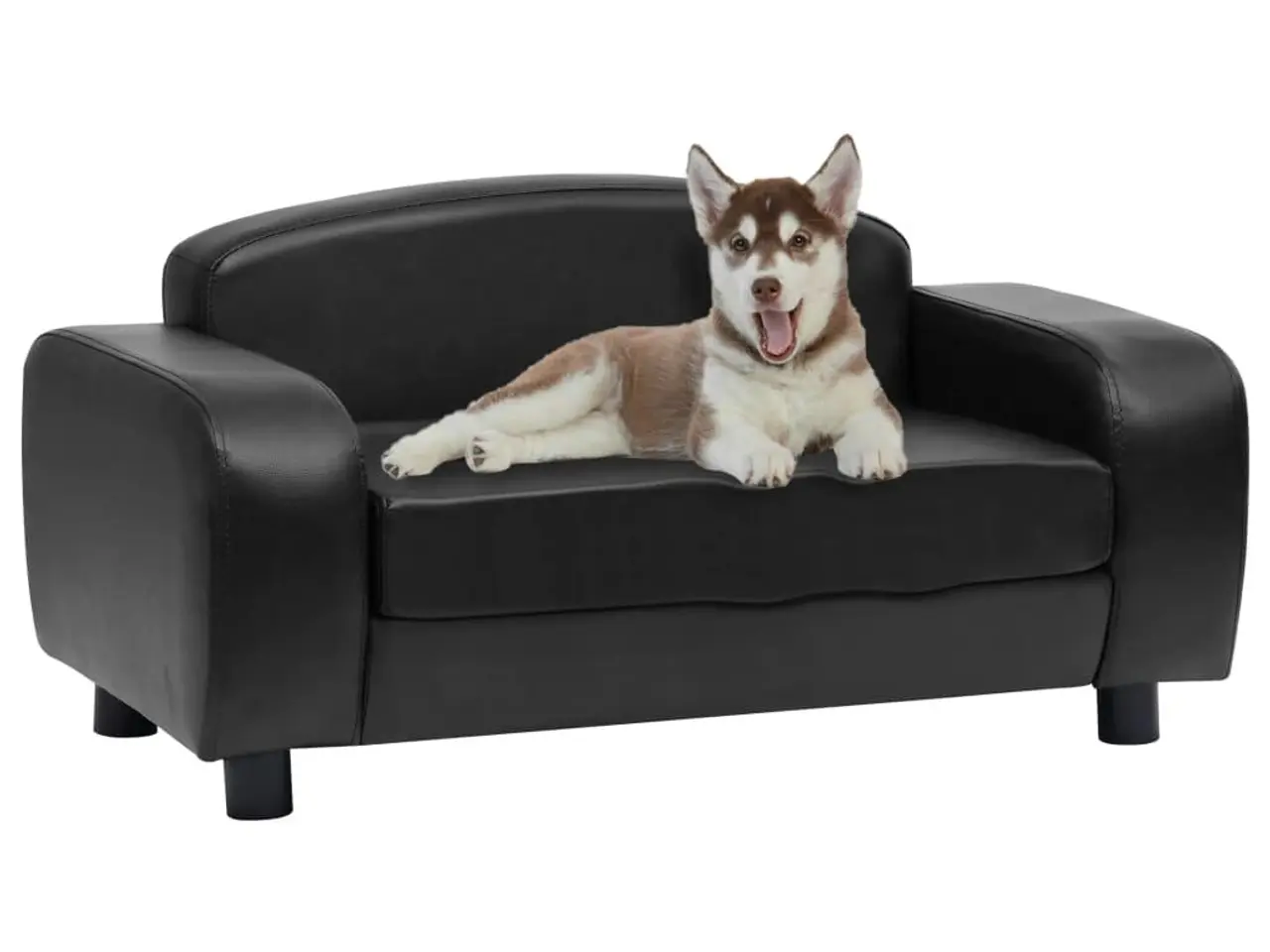 Billede 1 - Hundesofa i kunstlæder - sort, 80 x 50 x 40 cm