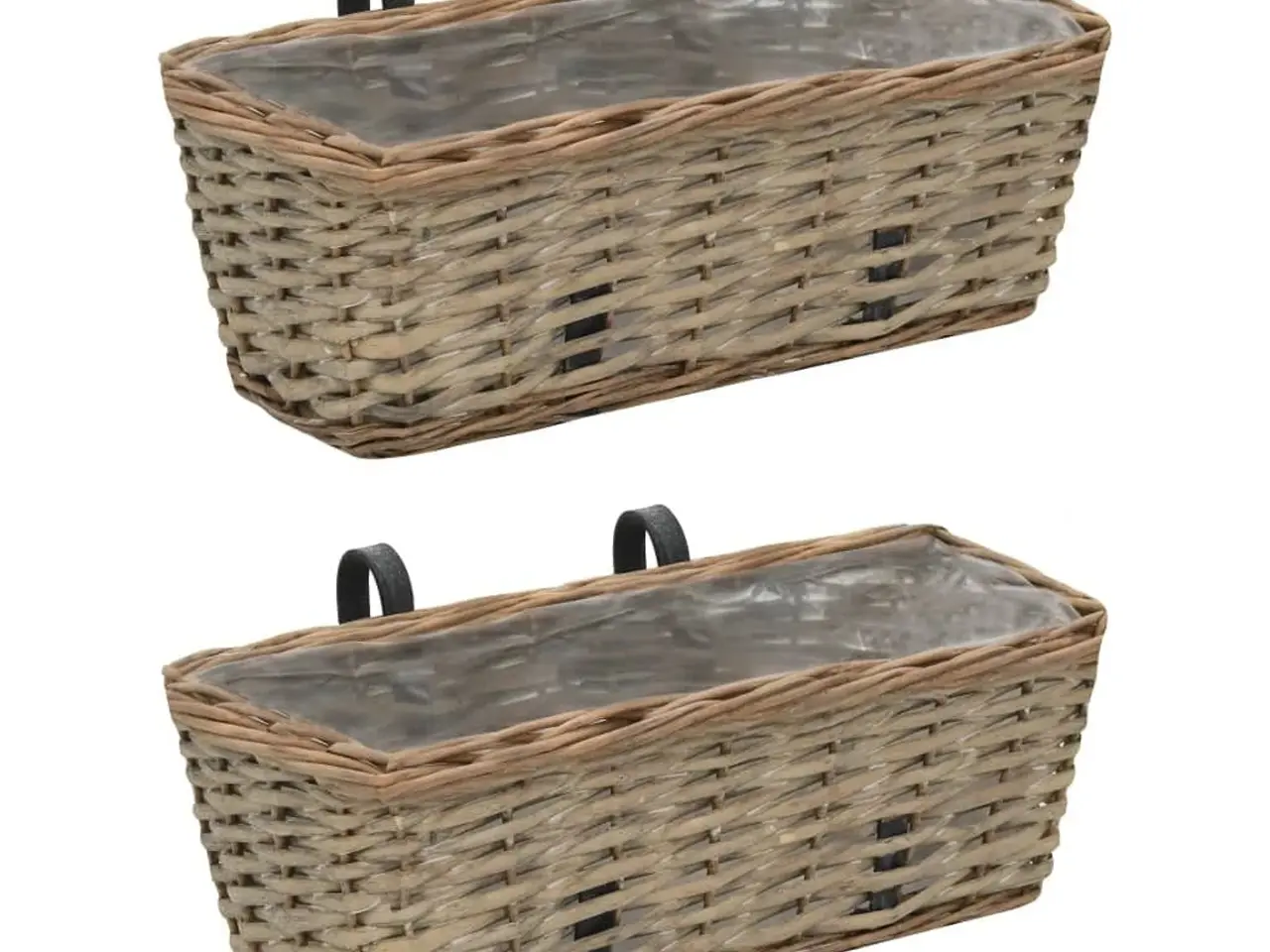 Billede 1 - Plantekasser til altan - 2 stk. kurveflet med PE-foring, 40 cm