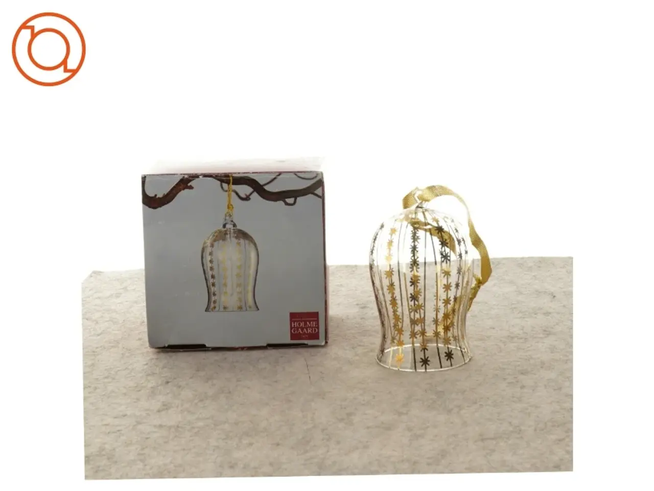 Billede 1 - Julepynt, Golden Christmas glasklokke fra Holmegaard (str. 9 x 7 cm)