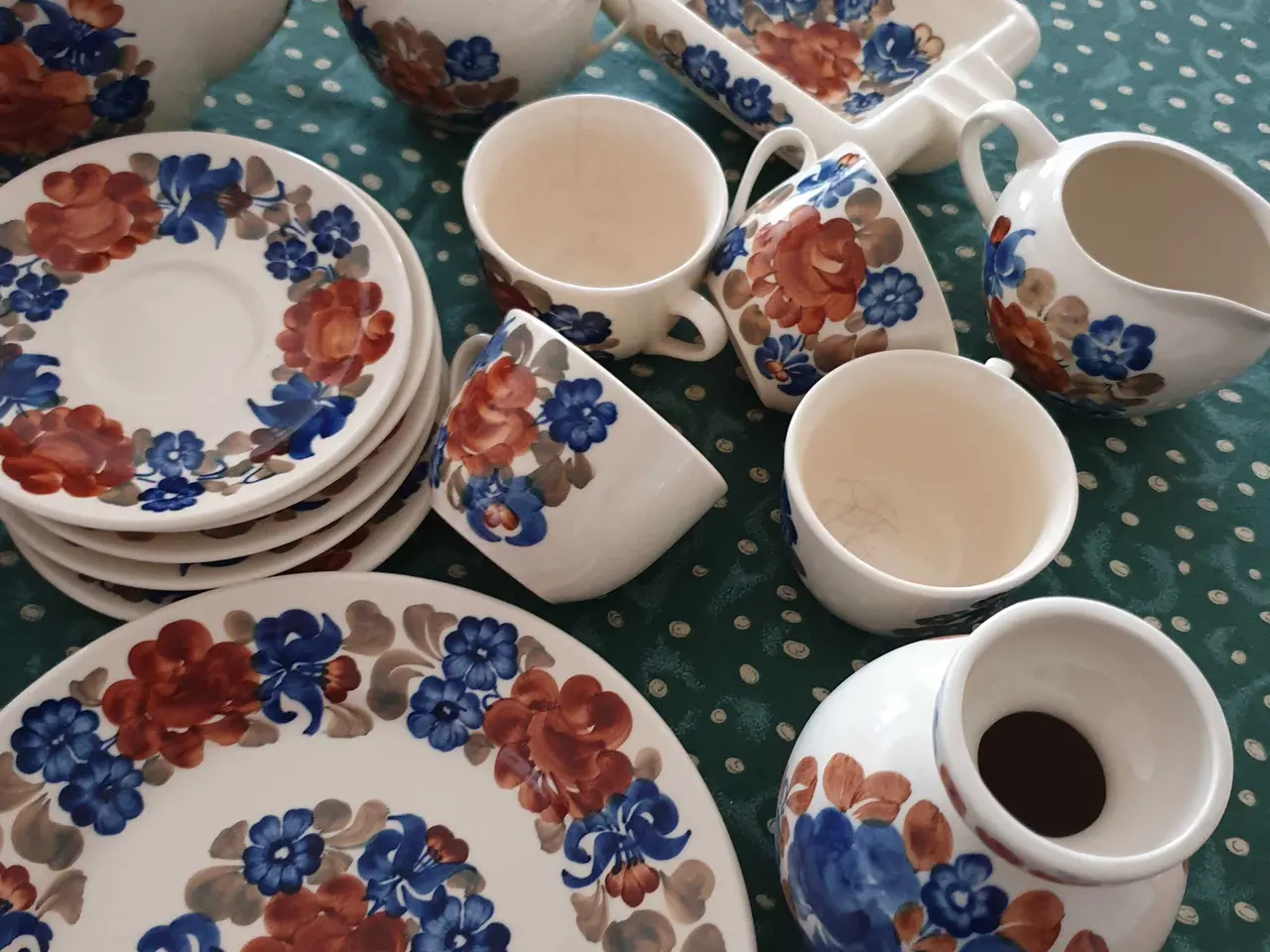 Billede 3 - Te kaffe sæt og tallerkner - håndmalet 