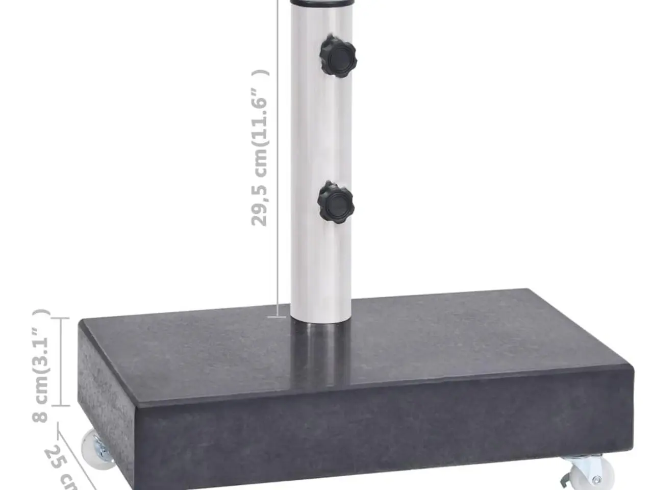 Billede 7 - Parasolfod i granit med hjul 45×25×8 cm - sort, 25 kg