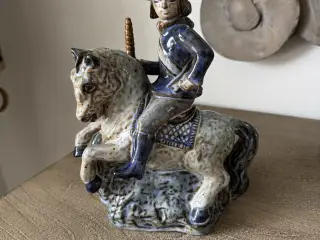 L.Hjorth Blå Rytter til hest figur
