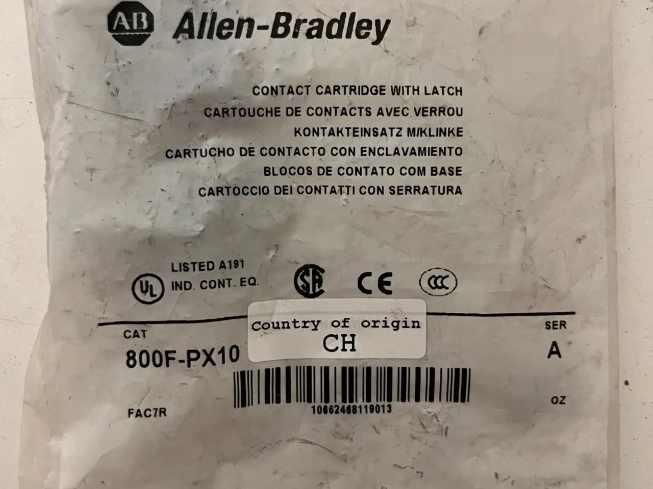 Billede 2 - Allen-Bradley 800F-PX10 Contact Cartridge w/ , A,