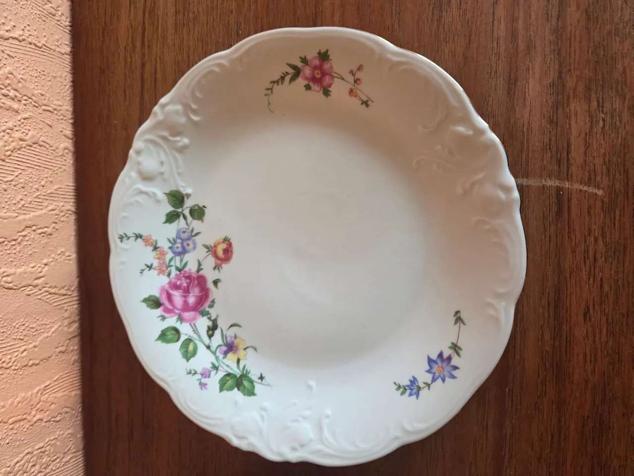 Billede 2 - 12 x Desserttallerkener m. blomstermotiv