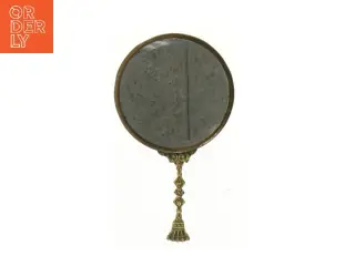 Vintage håndspejl med dekorativt skaft (str. Ø 14 cm)