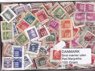 Danmark 100 g. små mærker Uden rød Margrethe.