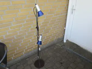 1 stk Retro Standerlampe med stål og blå skærm
