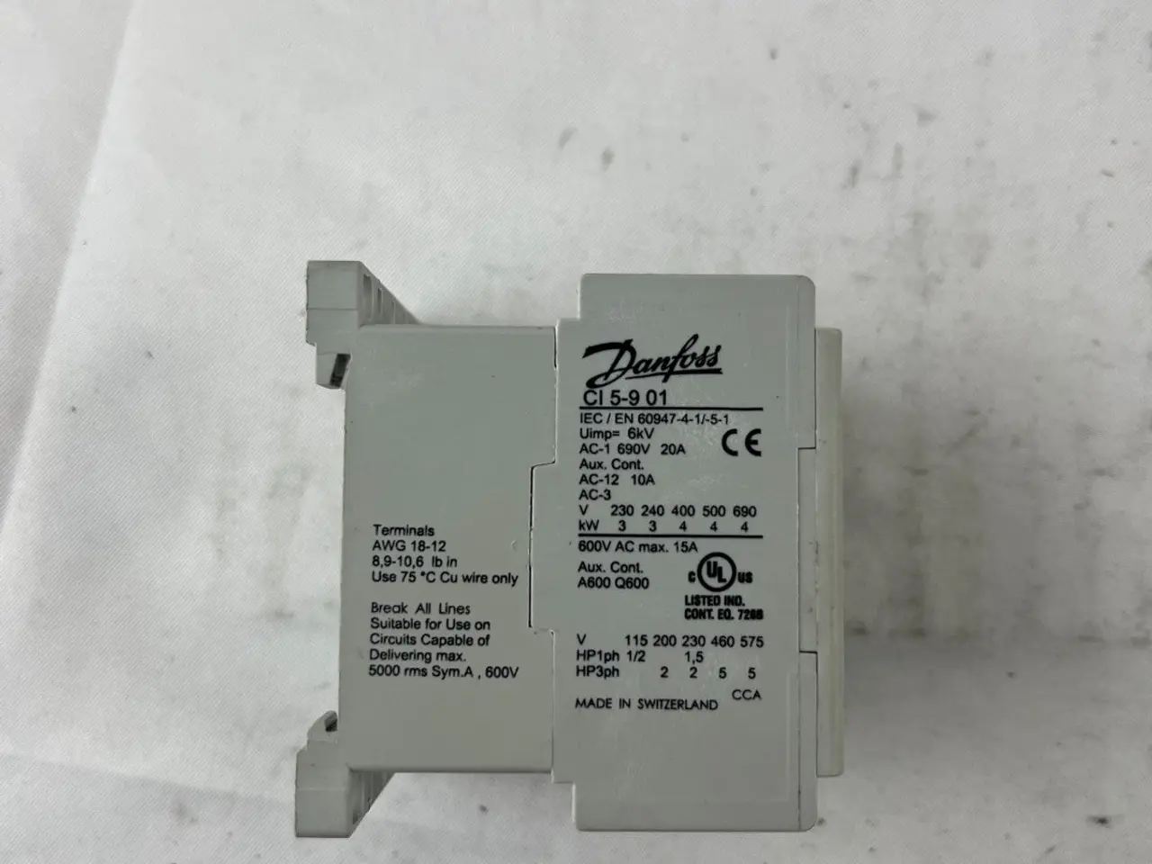 Billede 6 - Danfoss CI 5-9 10 kontaktor 3‑Pole 20A 8.5A AC‑3