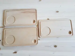 3 træ serveringsbakker
