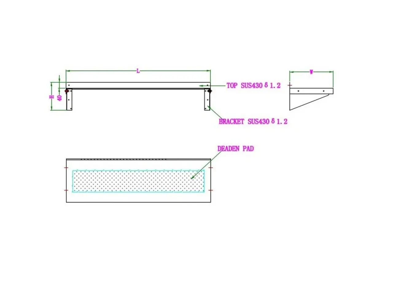 Billede 2 - Rustfri hylde – B1500 x D400 x H190 mm