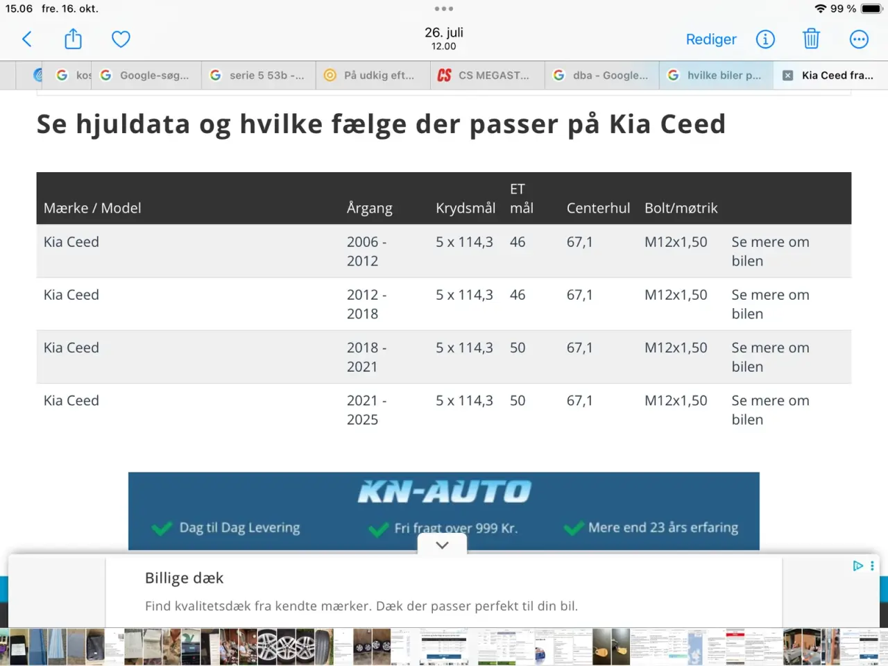 Billede 4 - Kia Ceed alufælg med Michelin dæk