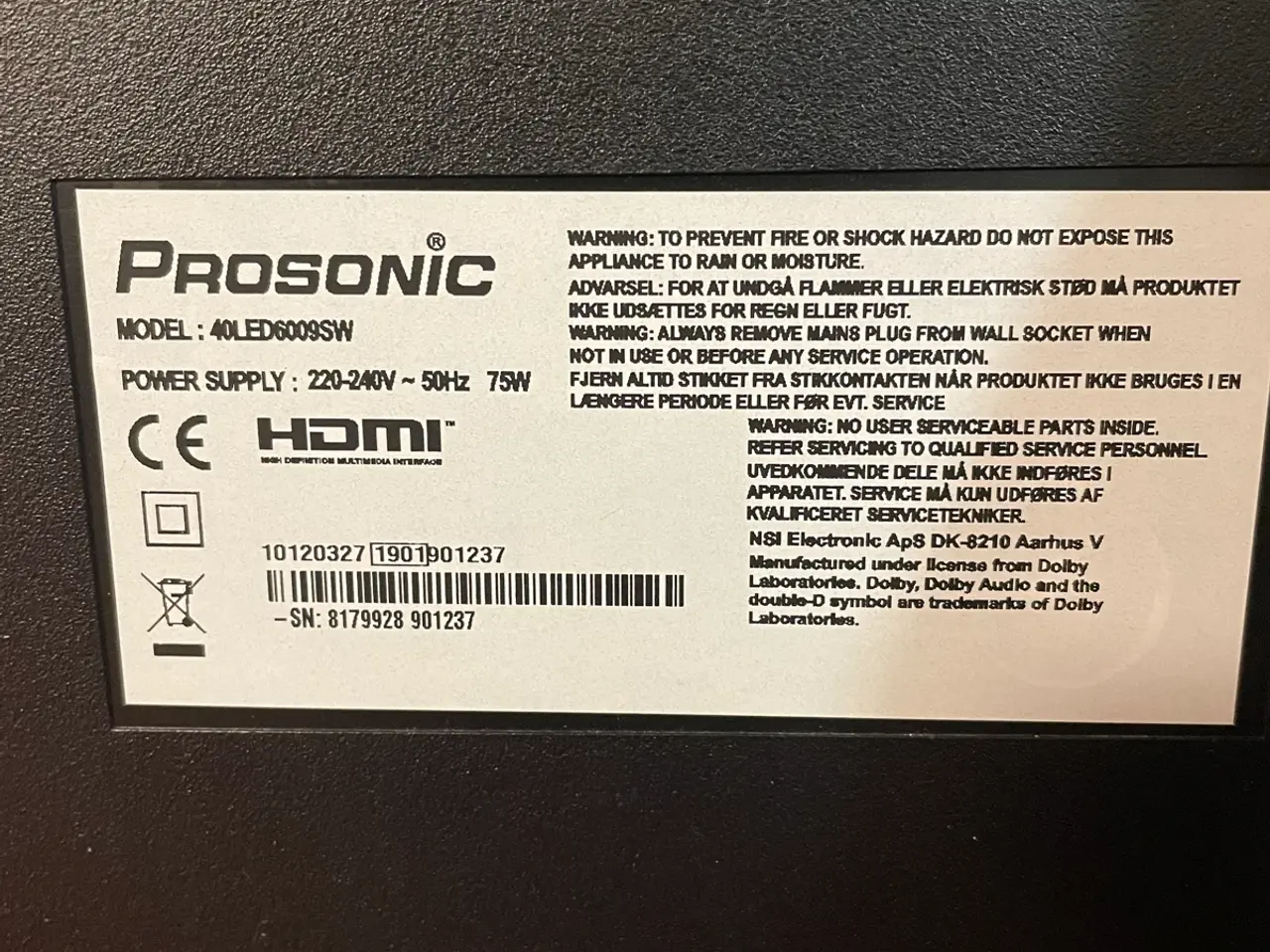 Billede 4 - Smart TV   Prosonic 40 tommer,  med  fjernbetjenin