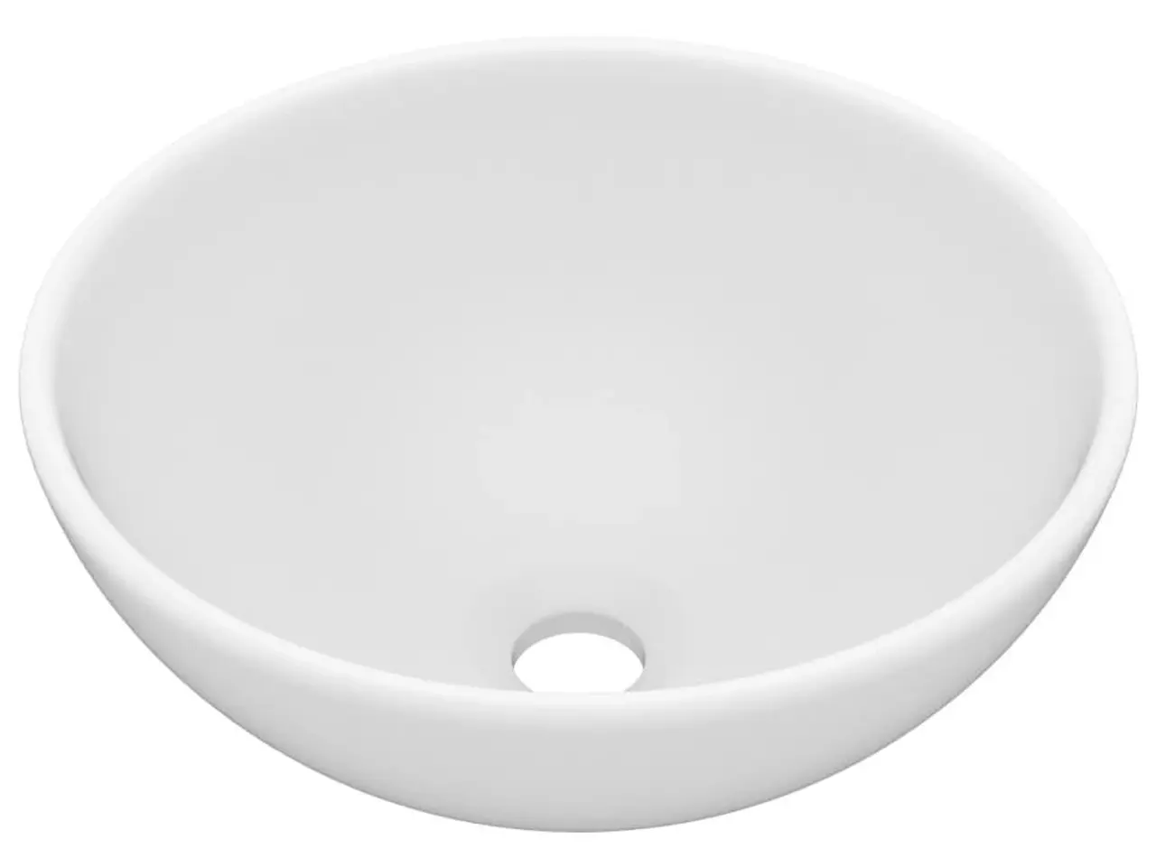 Billede 2 - Luksuriøs badeværelsesvask 32,5x14 cm rund keramisk mat hvid