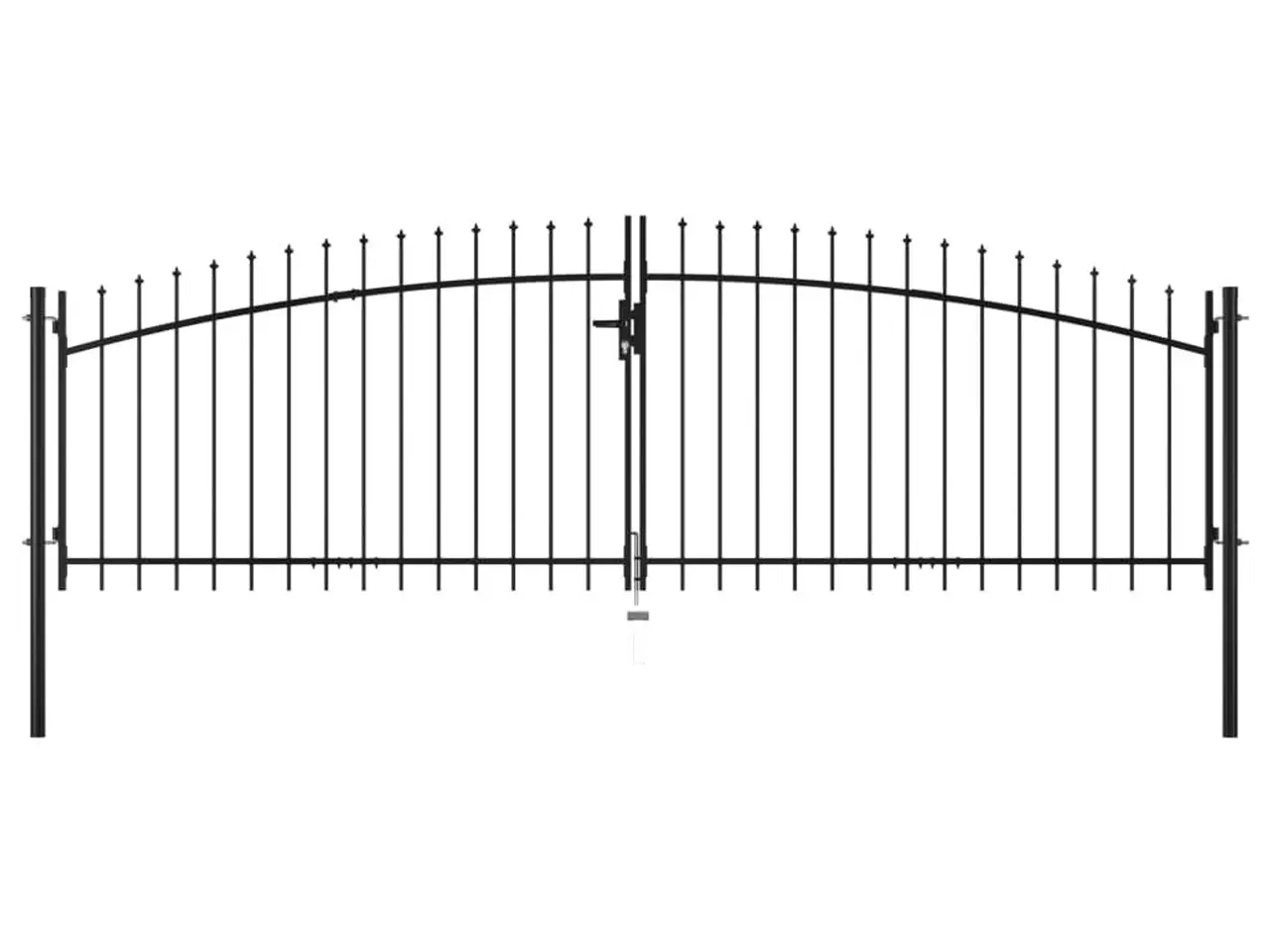 Billede 1 - Dobbeltdørs hegnslåge med spydtop - Woerden, 400 × 174,5 cm, sort