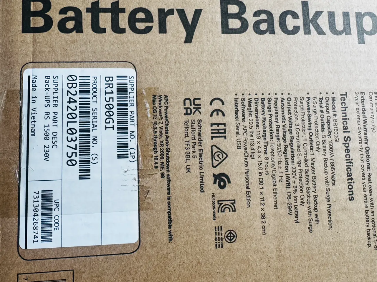 Billede 3 - APC BR1500GI - Back-UPS Pro - 1500VA/865W