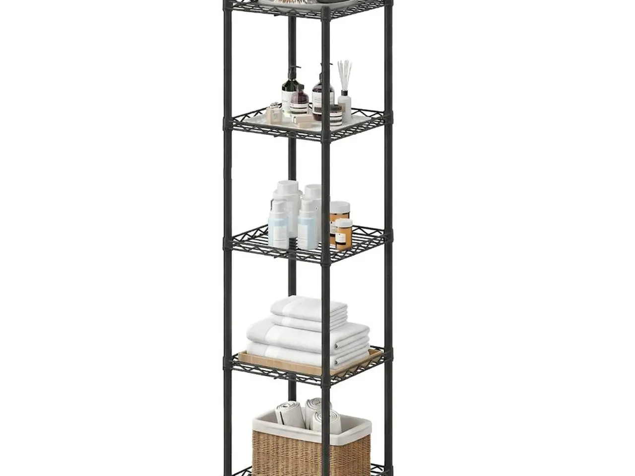 Billede 2 - Slank metalreol med 5 hylder 30 x 30 x 121 cm - sort