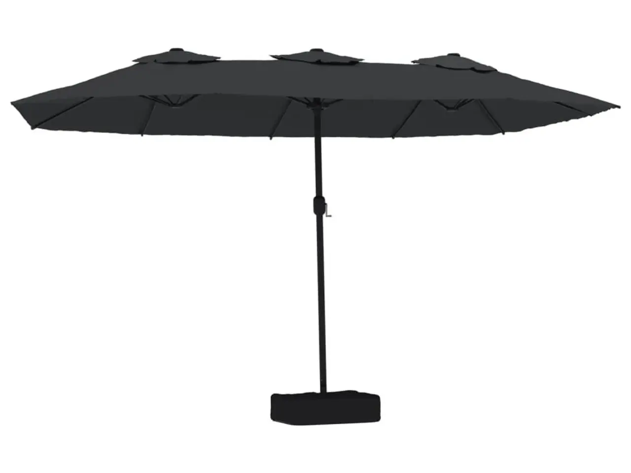Billede 2 - Parasol med dobbelt parasoldug og LED-lys 449x265 cm sort