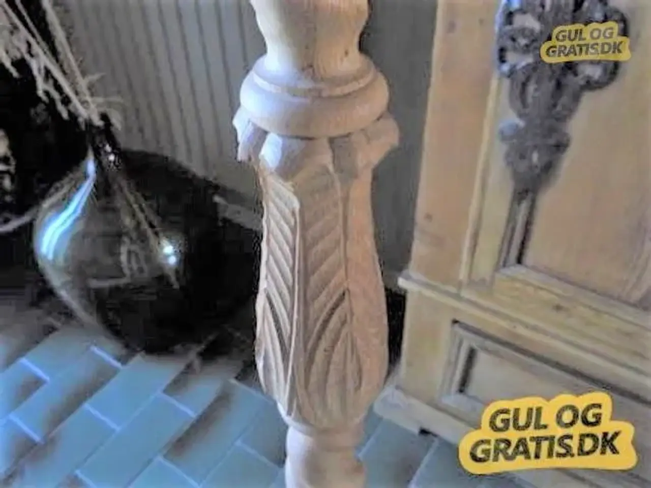 Billede 3 - Antik standerlampe i lyst egetræ