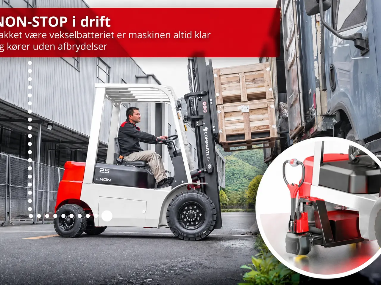 Billede 7 - Elektrisk gaffeltruck CSX25 - 2500 kg, 4800 mm løftehøjde, Lithium-ion-batteri
