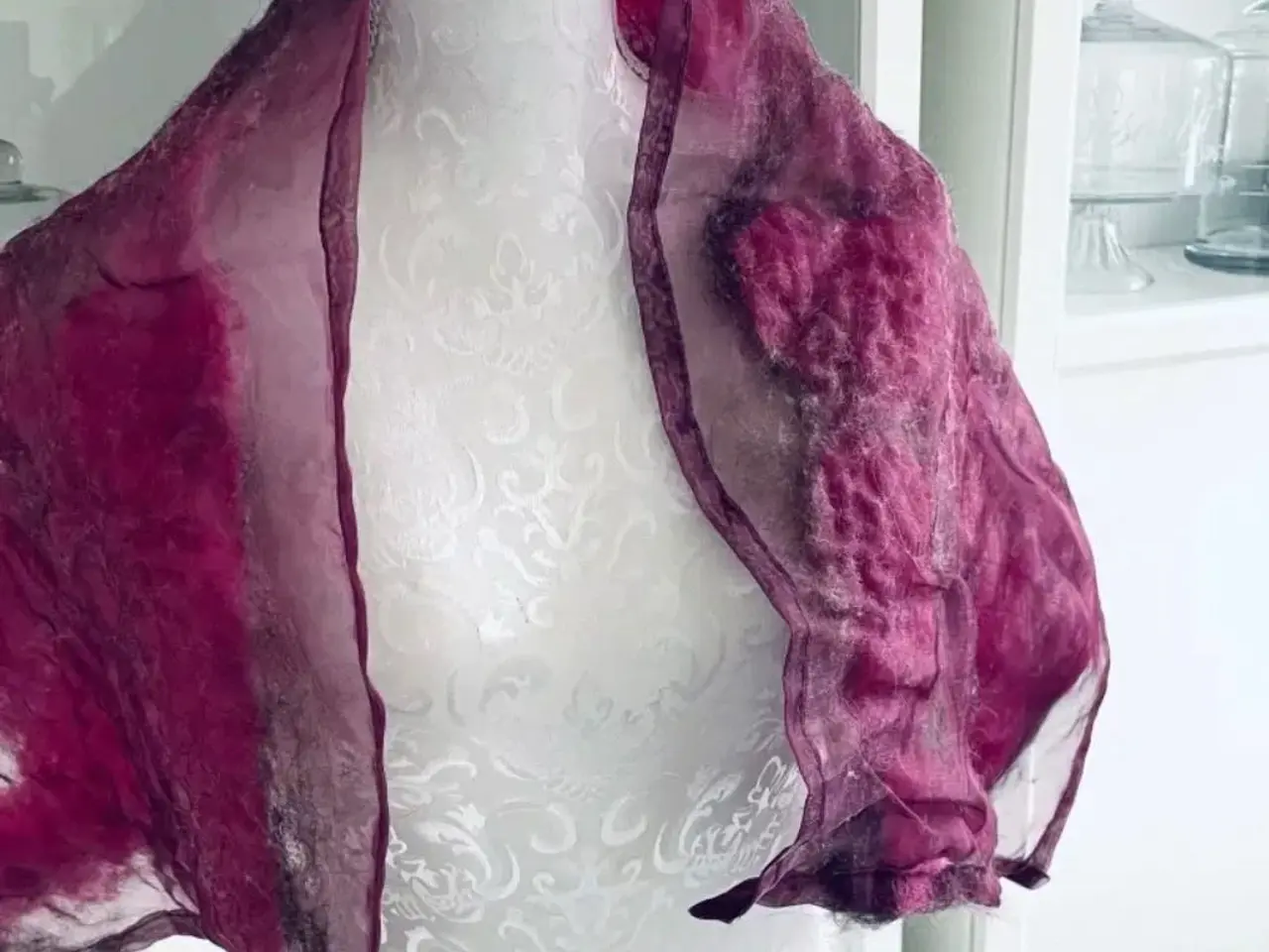 Billede 1 - Sjal pink, lilla og grå nuancer - unika