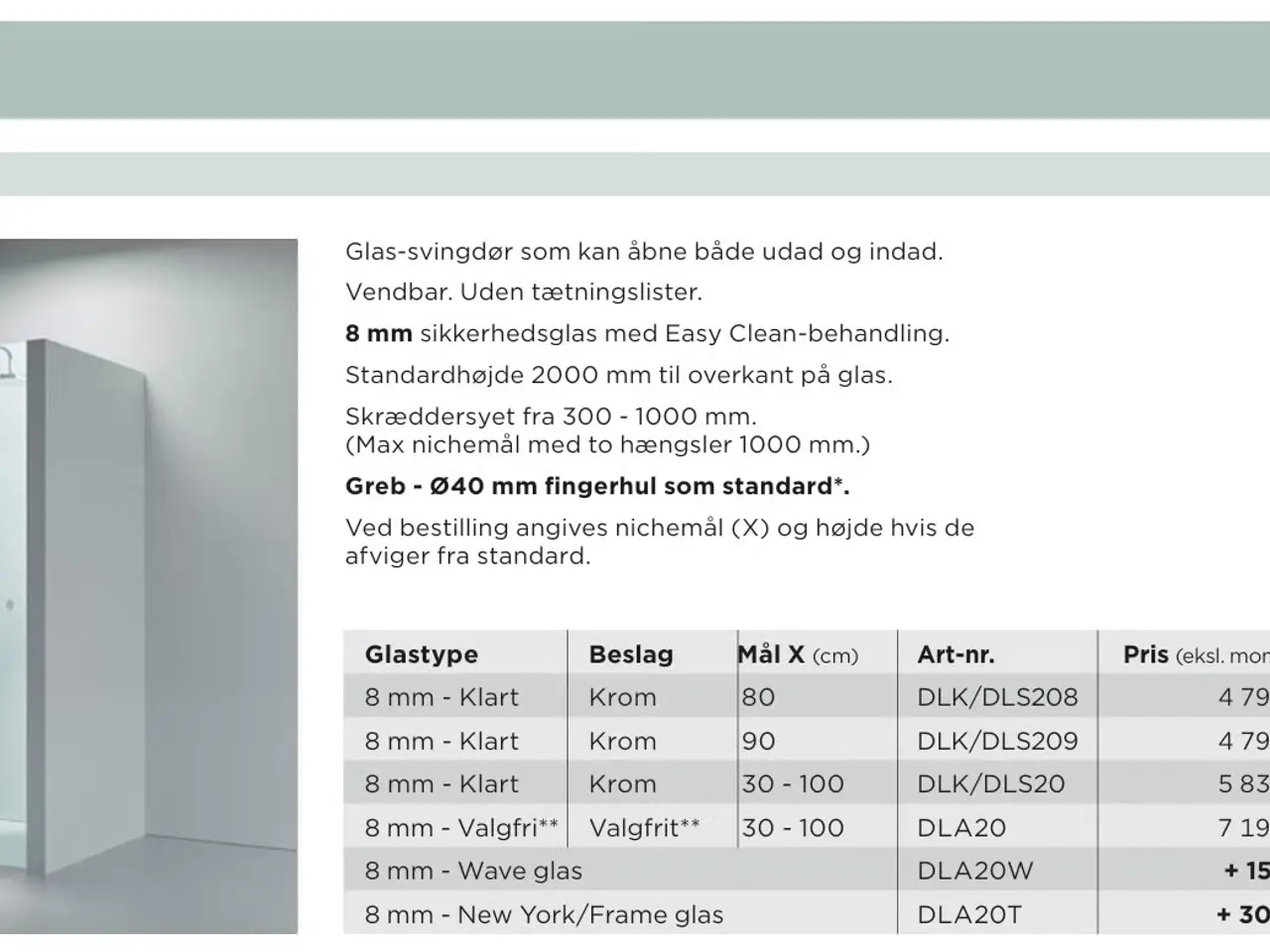 Billede 5 - STRØMBERG LUCCA 20 | Ultra-Clear | Ny | Brusedør