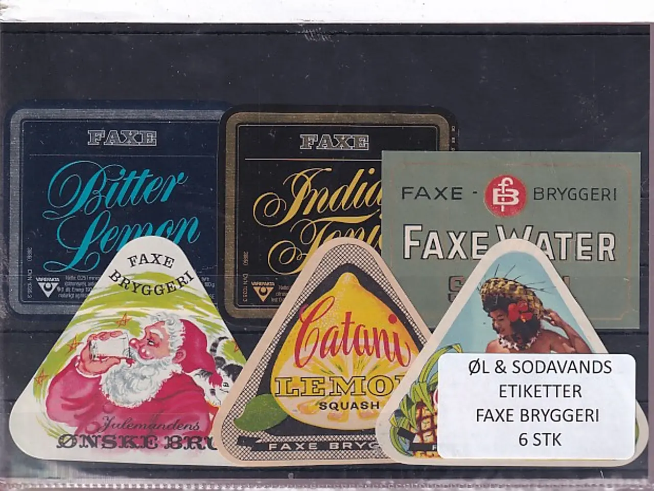 Billede 1 - Øl og Sodavands Etiketter - Faxe Bryggeri - 6 Stk.