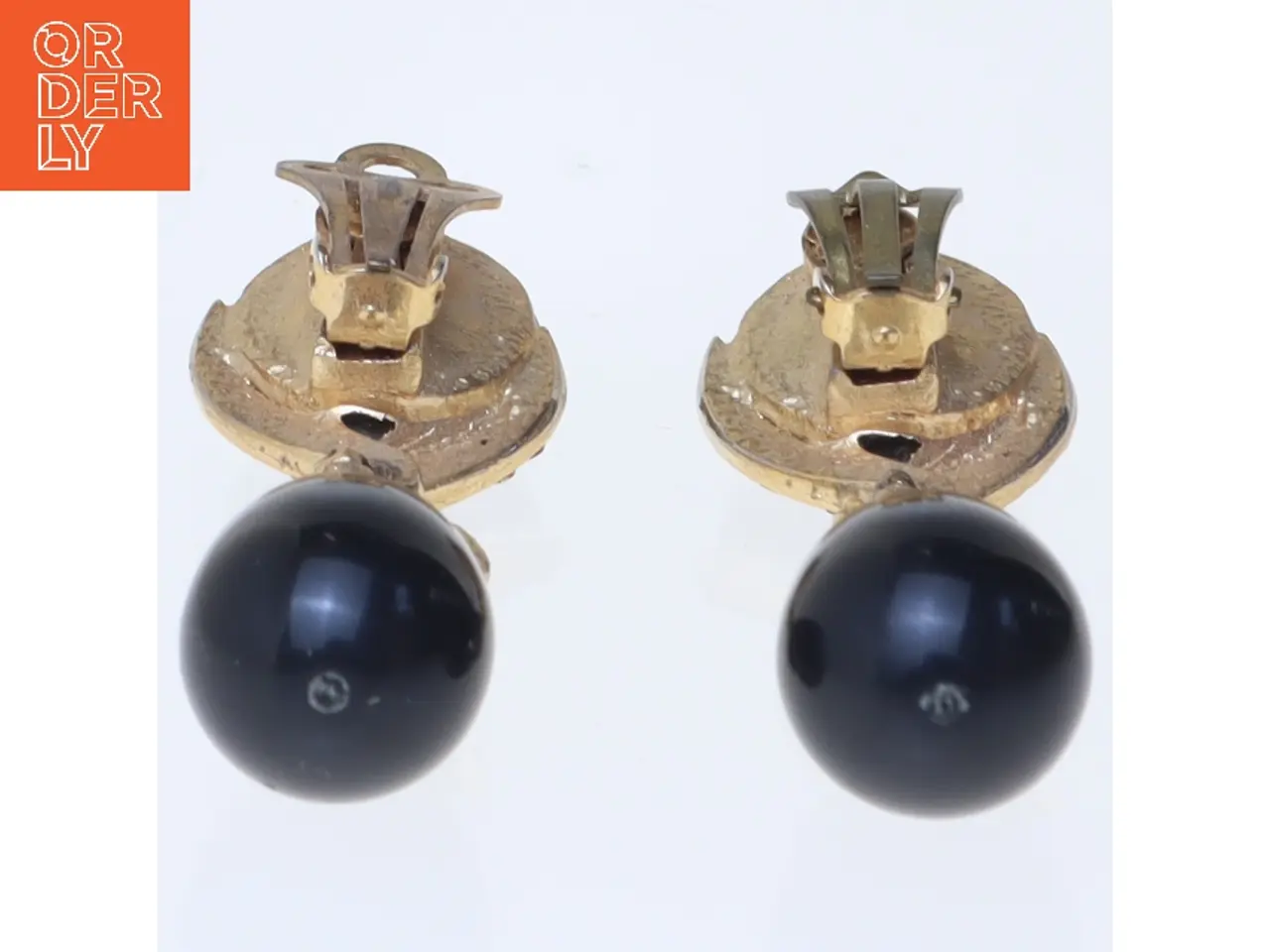 Billede 2 - Clip-on øreringe med sort dråbevedhæng (str. 5,5 cm)