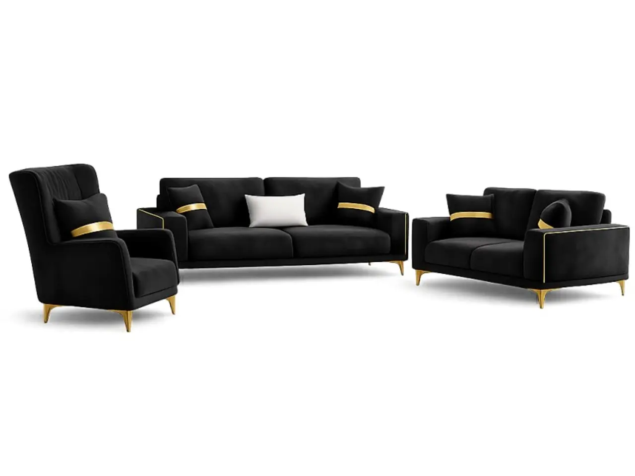 Billede 1 - Frankfurt sofasæt 2+3 Sort velour OUTLET
