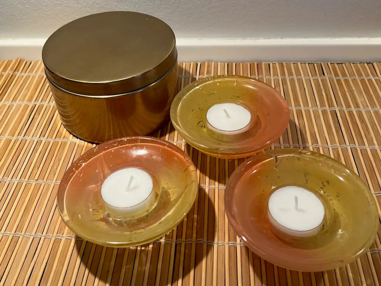 Billede 7 - Vintage - glas fyrfadsstager sæt i krakeleret oran