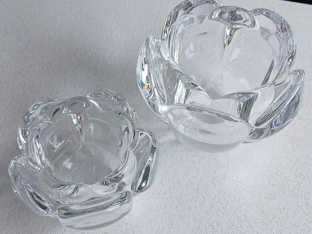 Billede 2 - Holmegaard Lotus fyrfadsstager i klar glas sælges