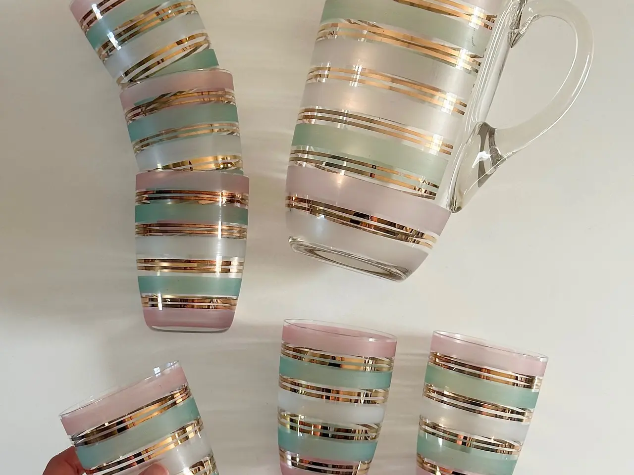 Billede 1 - Vintage kande med 6 glas